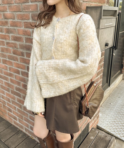 Ambre Neige(アンブルネージュ)の「【前後2WAY】コットンキャンディーシャギーカーディガン/【WEB/EC限定商品】(カーディガン/ボレロ・レディース・チャコールグレー/ベビーピンク/ライトブラウン/サックスブルー/アイボリー・FREE)」の15枚目の写真