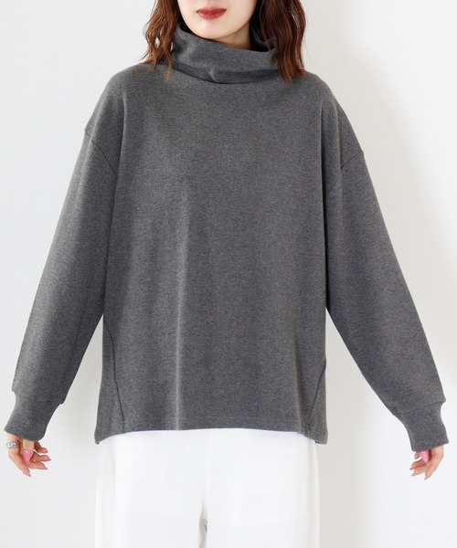Arinomama(アリノママ)の「Arinomama あら杢スパンフライスハイネックプルオーバー(Tシャツ/カットソー・レディース・スミクロ/ダークブラウン/トップグレー・F)」の18枚目の写真