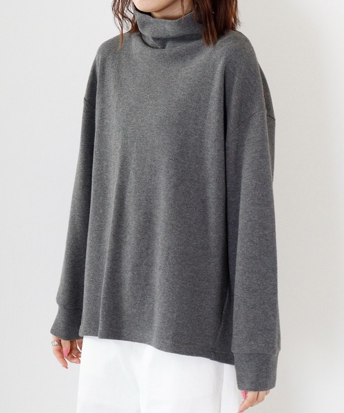 Arinomama(アリノママ)の「Arinomama あら杢スパンフライスハイネックプルオーバー(Tシャツ/カットソー・レディース・スミクロ/ダークブラウン/トップグレー・F)」の19枚目の写真