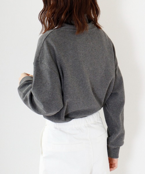 Arinomama(アリノママ)の「Arinomama あら杢スパンフライスハイネックプルオーバー(Tシャツ/カットソー・レディース・スミクロ/ダークブラウン/トップグレー・F)」の7枚目の写真