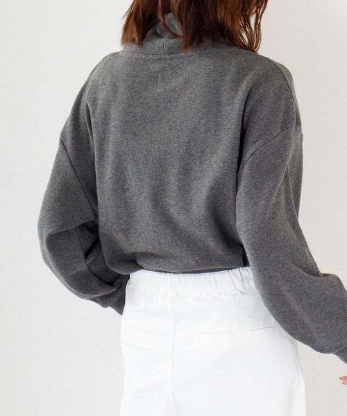 Arinomama(アリノママ)の「Arinomama あら杢スパンフライスハイネックプルオーバー(Tシャツ/カットソー・レディース・スミクロ/ダークブラウン/トップグレー・F)」の6枚目の写真