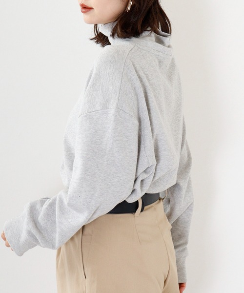 Arinomama(アリノママ)の「Arinomama あら杢スパンフライスハイネックプルオーバー(Tシャツ/カットソー・レディース・スミクロ/ダークブラウン/トップグレー・F)」の11枚目の写真