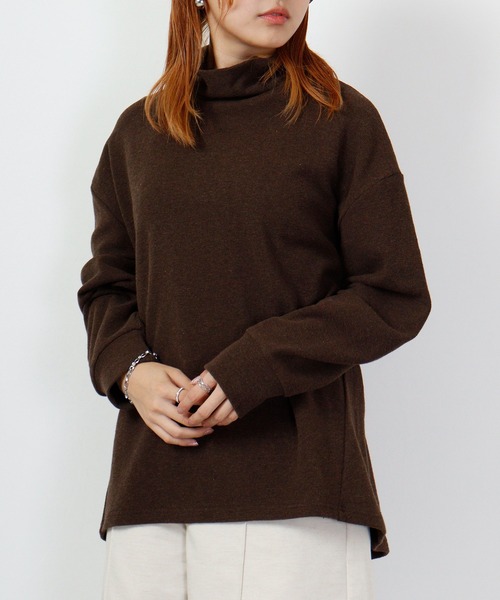 Arinomama(アリノママ)の「Arinomama あら杢スパンフライスハイネックプルオーバー(Tシャツ/カットソー・レディース・スミクロ/ダークブラウン/トップグレー・F)」の14枚目の写真