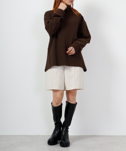 Arinomama(アリノママ)の「Arinomama あら杢スパンフライスハイネックプルオーバー(Tシャツ/カットソー・レディース・スミクロ/ダークブラウン/トップグレー・F)」の17枚目の写真