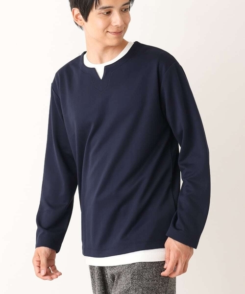 a.v.v(アーヴェヴェ)の「【カットソー+半袖インナーの2点セット】ヘリンボンジャカードカットソー(Tシャツ/カットソー・メンズ・グリーン/ボルドー/ネイビー・46/48/50/44)」の3枚目の写真