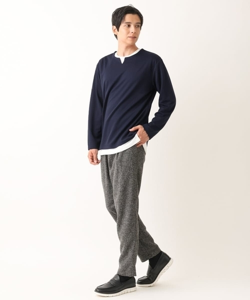 a.v.v(アーヴェヴェ)の「【カットソー+半袖インナーの2点セット】ヘリンボンジャカードカットソー(Tシャツ/カットソー・メンズ・グリーン/ボルドー/ネイビー・46/48/50/44)」の14枚目の写真