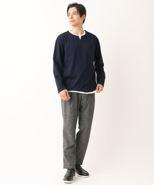 a.v.v(アーヴェヴェ)の「【カットソー+半袖インナーの2点セット】ヘリンボンジャカードカットソー(Tシャツ/カットソー・メンズ・グリーン/ボルドー/ネイビー・46/48/50/44)」の15枚目の写真
