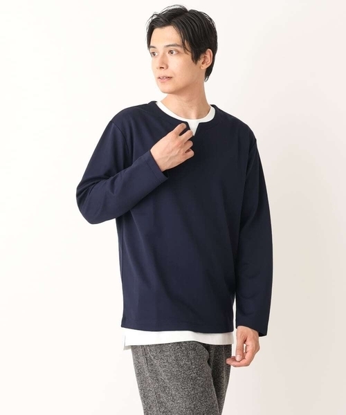 a.v.v(アーヴェヴェ)の「【カットソー+半袖インナーの2点セット】ヘリンボンジャカードカットソー(Tシャツ/カットソー・メンズ・グリーン/ボルドー/ネイビー・46/48/50/44)」の16枚目の写真
