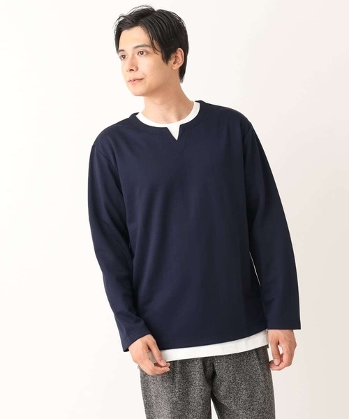 a.v.v(アーヴェヴェ)の「【カットソー+半袖インナーの2点セット】ヘリンボンジャカードカットソー(Tシャツ/カットソー・メンズ・グリーン/ボルドー/ネイビー・46/48/50/44)」の17枚目の写真