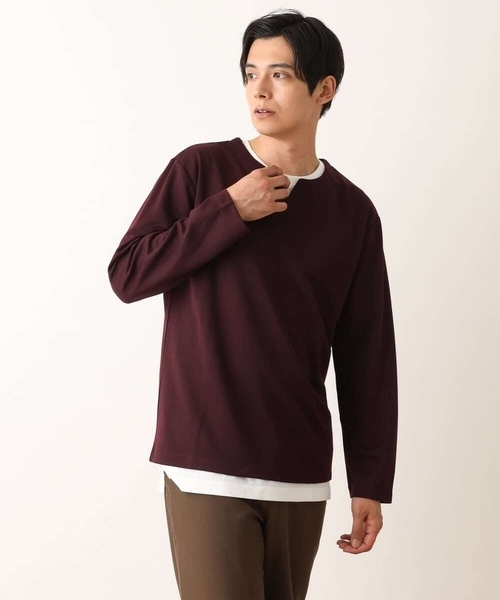 a.v.v(アーヴェヴェ)の「【カットソー+半袖インナーの2点セット】ヘリンボンジャカードカットソー(Tシャツ/カットソー・メンズ・グリーン/ボルドー/ネイビー・46/48/50/44)」の18枚目の写真