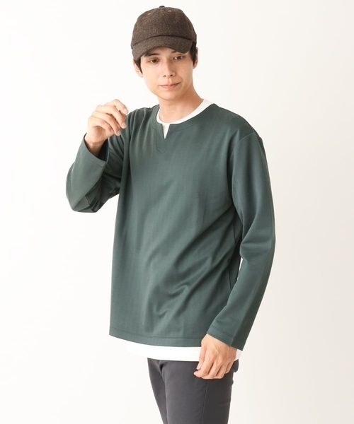 a.v.v(アーヴェヴェ)の「【カットソー+半袖インナーの2点セット】ヘリンボンジャカードカットソー(Tシャツ/カットソー・メンズ・グリーン/ボルドー/ネイビー・46/48/50/44)」の20枚目の写真