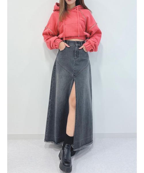 DURAS(デュラス)の「スリット入りデニムロングスカート(デニムスカート・レディース・グレー/インディゴブルー・S/M)」の10枚目の写真