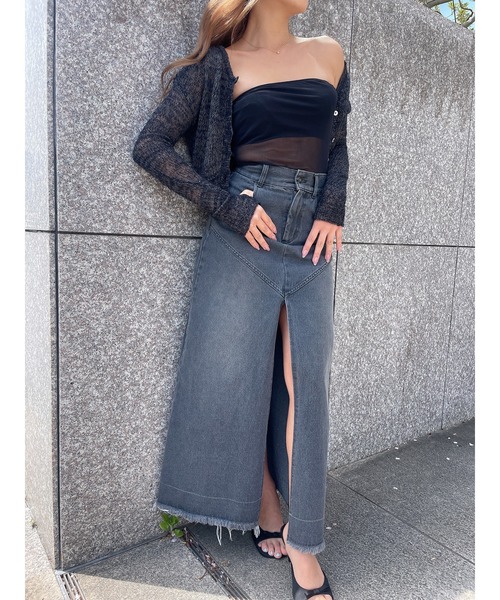 DURAS(デュラス)の「スリット入りデニムロングスカート(デニムスカート・レディース・グレー/インディゴブルー・S/M)」の6枚目の写真