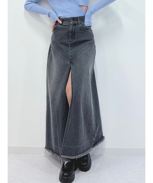 DURAS(デュラス)の「スリット入りデニムロングスカート(デニムスカート・レディース・グレー/インディゴブルー・S/M)」の13枚目の写真