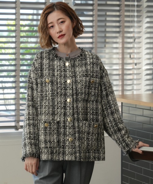 TRUDEA(トルディア)の「ミックスツイードブルゾン(ブルゾン・レディース・ブラウン/ブラック/ライトグレー・MEDIUM)」の2枚目の写真