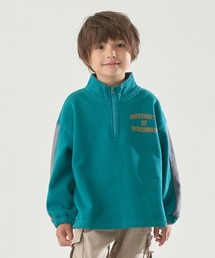 【表コットン毛玉バイバイ裏起毛】ハーフジップバイカラースウェット