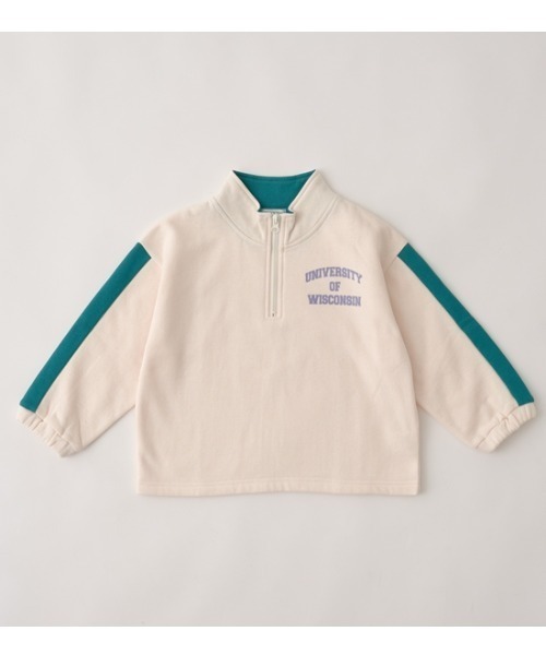 b・ROOM（ビールーム）の「【表コットン毛玉バイバイ裏起毛】ハーフジップバイカラースウェット（スウェット・キッズ・グレイッシュベージュ/アイボリー/ブルーグリーン/ラベンダー・150cm/130cm/140cm/100cm/110cm/120cm）」の17枚目の写真