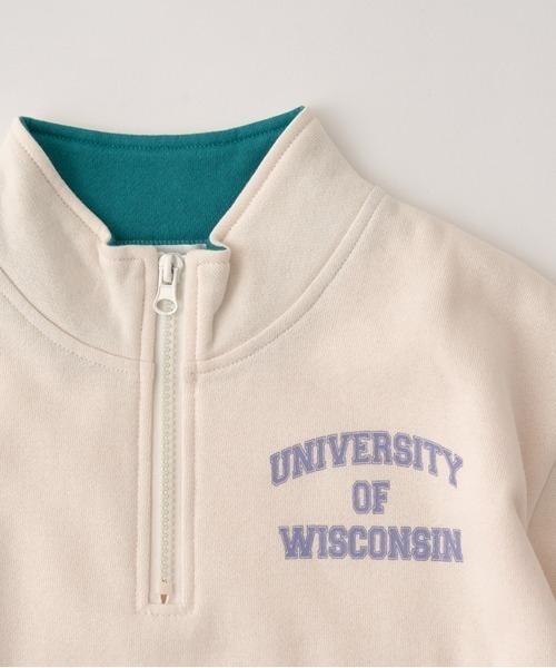 b・ROOM（ビールーム）の「【表コットン毛玉バイバイ裏起毛】ハーフジップバイカラースウェット（スウェット・キッズ・グレイッシュベージュ/アイボリー/ブルーグリーン/ラベンダー・150cm/130cm/140cm/100cm/110cm/120cm）」の19枚目の写真