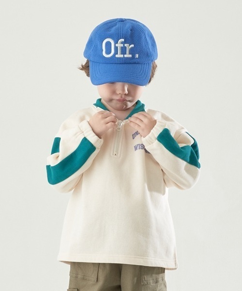 b・ROOM（ビールーム）の「【表コットン毛玉バイバイ裏起毛】ハーフジップバイカラースウェット（スウェット・キッズ・グレイッシュベージュ/アイボリー/ブルーグリーン/ラベンダー・150cm/130cm/140cm/100cm/110cm/120cm）」の11枚目の写真