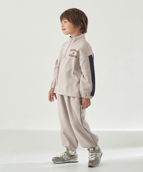 b・ROOM（ビールーム）の「【表コットン毛玉バイバイ裏起毛】ハーフジップバイカラースウェット（スウェット・キッズ・グレイッシュベージュ/アイボリー/ブルーグリーン/ラベンダー・150cm/130cm/140cm/100cm/110cm/120cm）」の7枚目の写真