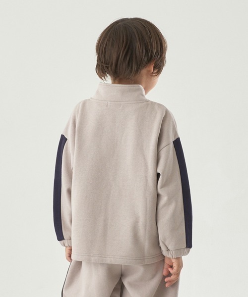b・ROOM（ビールーム）の「【表コットン毛玉バイバイ裏起毛】ハーフジップバイカラースウェット（スウェット・キッズ・グレイッシュベージュ/アイボリー/ブルーグリーン/ラベンダー・150cm/130cm/140cm/100cm/110cm/120cm）」の8枚目の写真