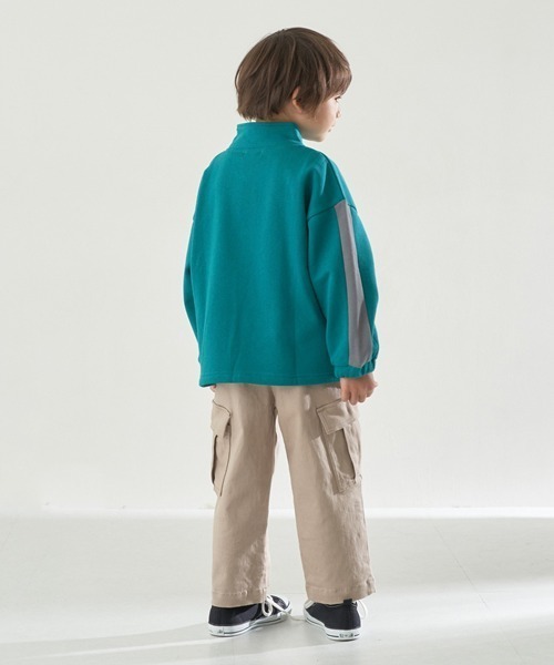 b・ROOM（ビールーム）の「【表コットン毛玉バイバイ裏起毛】ハーフジップバイカラースウェット（スウェット・キッズ・グレイッシュベージュ/アイボリー/ブルーグリーン/ラベンダー・150cm/130cm/140cm/100cm/110cm/120cm）」の10枚目の写真