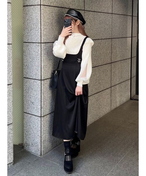 EATME（イートミー）の「サイドベルトジャンスカ（ジャンパースカート・レディース・アイボリー/ブラック・SMALL/MEDIUM）」の2枚目の写真