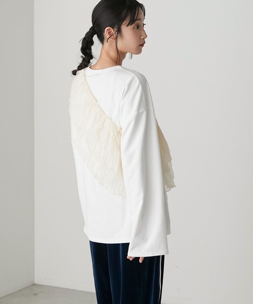 forksy.(フォルクシー)の「【forksy.】マルチウェイフリルスウェットプルオーバー(Tシャツ/カットソー・レディース・ミント/スミクロ/オフホワイト・FREE)」の6枚目の写真