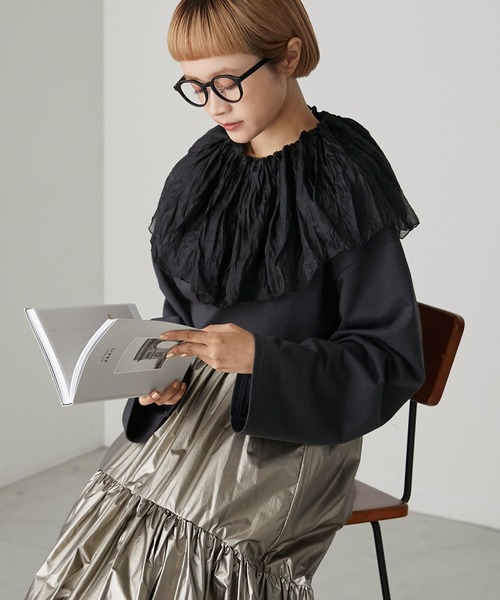 forksy.(フォルクシー)の「【forksy.】マルチウェイフリルスウェットプルオーバー(Tシャツ/カットソー・レディース・ミント/スミクロ/オフホワイト・FREE)」の13枚目の写真