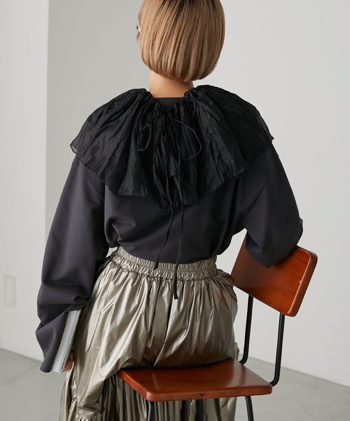 トップス y forksy.】ワッフルヘンリーネック配色ステッチロンT forksy.│MONO