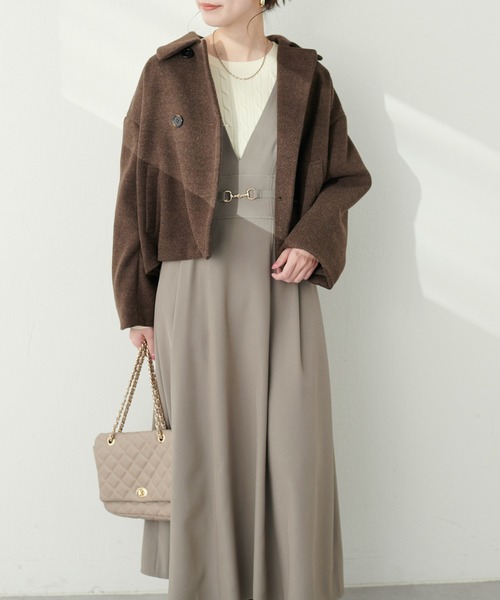 natural couture(ナチュラルクチュール)の「ビットベルト付きVネックジャンスカ(ジャンパースカート・レディース・その他1/ベージュ/ブラック/その他2/ブラウン・FREE)」の18枚目の写真