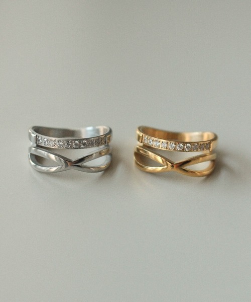 ebine（エビネ）の「金属アレルギー対応/Cross Combi Zirconia Ring/ジルコニアリング（リング・レディース・シルバー/ゴールド・13号/16号/11号/9号）」の8枚目の写真
