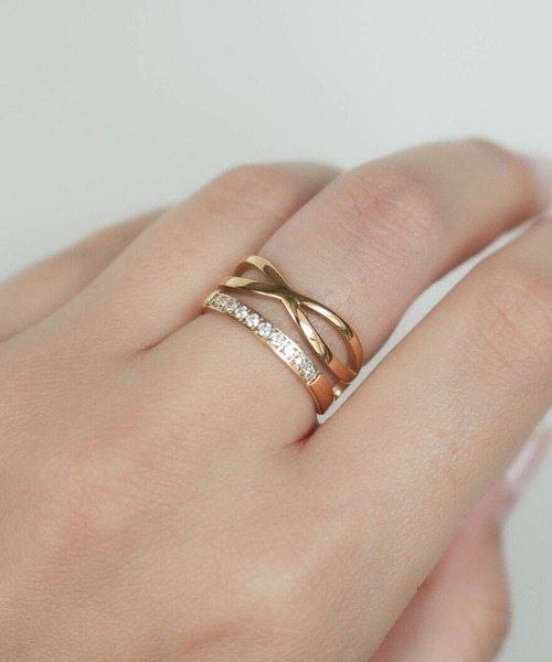 ebine（エビネ）の「金属アレルギー対応/Cross Combi Zirconia Ring/ジルコニアリング（リング・レディース・シルバー/ゴールド・13号/16号/11号/9号）」の10枚目の写真