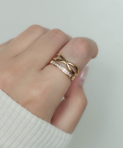 ebine（エビネ）の「金属アレルギー対応/Cross Combi Zirconia Ring/ジルコニアリング（リング・レディース・シルバー/ゴールド・13号/16号/11号/9号）」の13枚目の写真