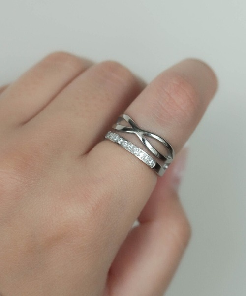 ebine（エビネ）の「金属アレルギー対応/Cross Combi Zirconia Ring/ジルコニアリング（リング・レディース・シルバー/ゴールド・13号/16号/11号/9号）」の14枚目の写真