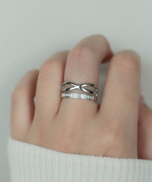 ebine（エビネ）の「金属アレルギー対応/Cross Combi Zirconia Ring/ジルコニアリング（リング・レディース・シルバー/ゴールド・13号/16号/11号/9号）」の16枚目の写真