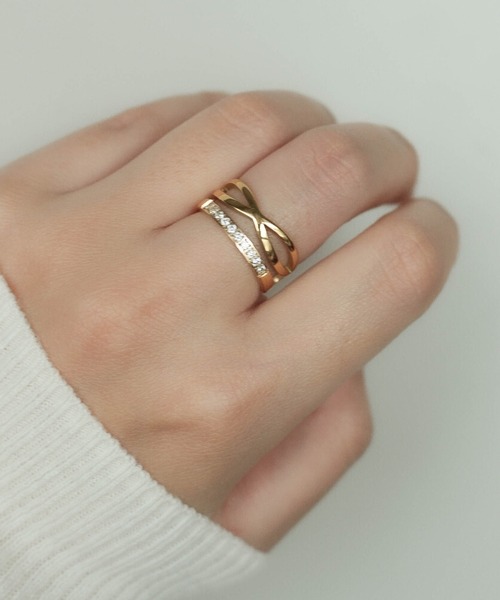 ebine（エビネ）の「金属アレルギー対応/Cross Combi Zirconia Ring/ジルコニアリング（リング・レディース・シルバー/ゴールド・13号/16号/11号/9号）」の17枚目の写真