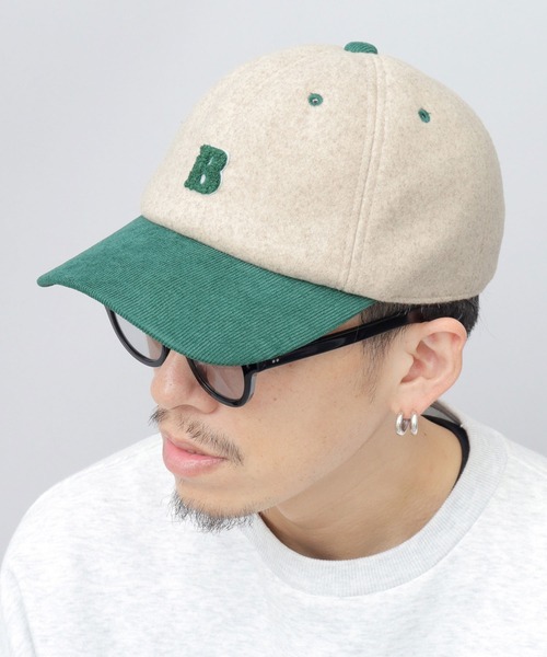 A.M.S.(エーエムエス)の「メルトン×コーデュロイ サガラワッペン キャップ(キャップ・メンズ・オフホワイト/ベージュ/ブラック・FREE)」の1枚目の写真