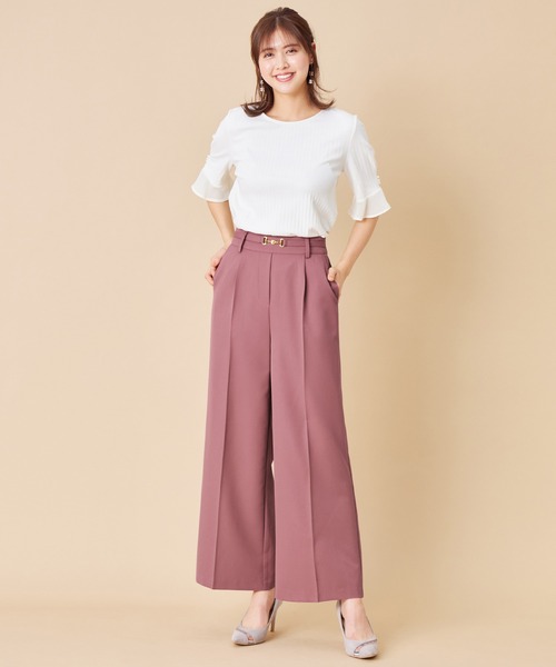 alotta(アロッタ)の「ビット付ワイドパンツ(その他パンツ・レディース・ピンク/ネイビー/ライトベージュ・M/LL/L/MEDIUM/LARGE/X-LARGE)」の9枚目の写真