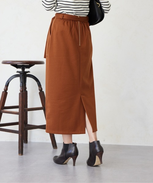 Chez toi(シェトワ)の「ステッチメルトンナロースカート(スカート・レディース・ブラック/キャメル/オフホワイト・FREE)」の15枚目の写真