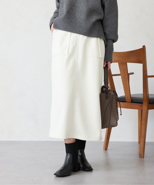 Chez toi(シェトワ)の「ステッチメルトンナロースカート(スカート・レディース・ブラック/キャメル/オフホワイト・FREE)」の20枚目の写真