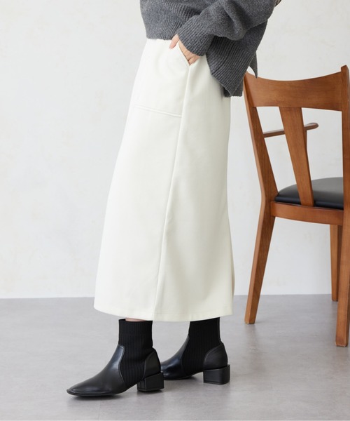 Chez toi(シェトワ)の「ステッチメルトンナロースカート(スカート・レディース・ブラック/キャメル/オフホワイト・FREE)」の22枚目の写真