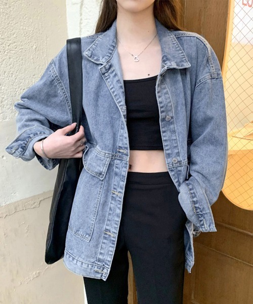 Miniministore(ミニミニストア)の「デニムジャケット レディース Gジャン(デニムジャケット・レディース・サックスブルー/ブラック・フリー)」の1枚目の写真