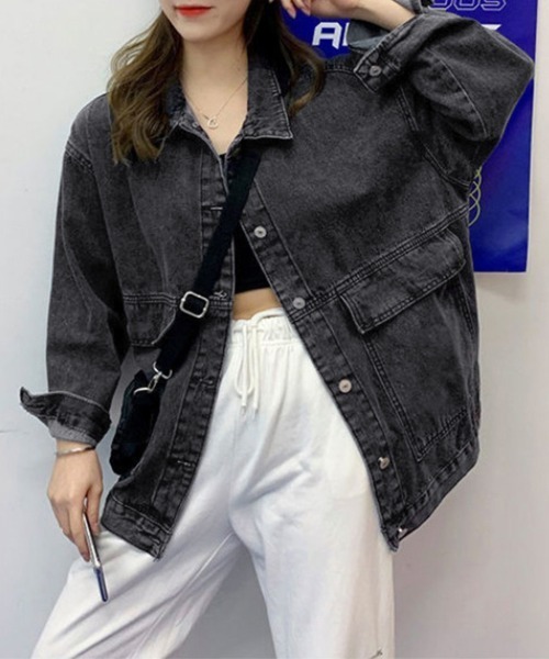 Miniministore(ミニミニストア)の「デニムジャケット レディース Gジャン(デニムジャケット・レディース・サックスブルー/ブラック・フリー)」の2枚目の写真