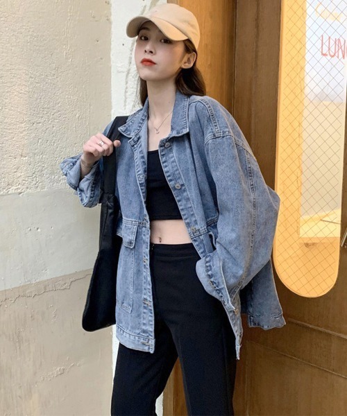 Miniministore(ミニミニストア)の「デニムジャケット レディース Gジャン(デニムジャケット・レディース・サックスブルー/ブラック・フリー)」の4枚目の写真