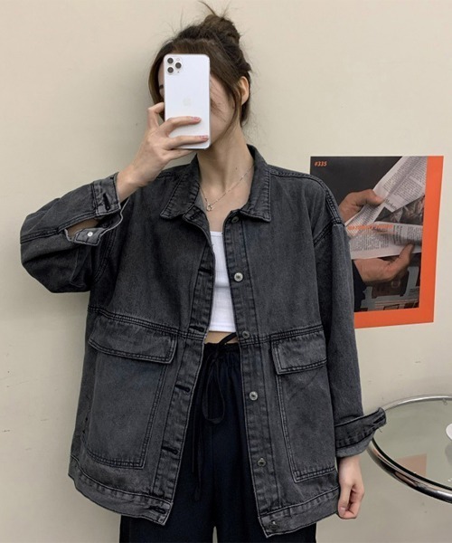 Miniministore(ミニミニストア)の「デニムジャケット レディース Gジャン(デニムジャケット・レディース・サックスブルー/ブラック・フリー)」の6枚目の写真