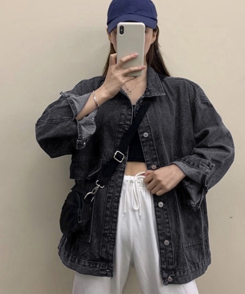 Miniministore(ミニミニストア)の「デニムジャケット レディース Gジャン(デニムジャケット・レディース・サックスブルー/ブラック・フリー)」の7枚目の写真