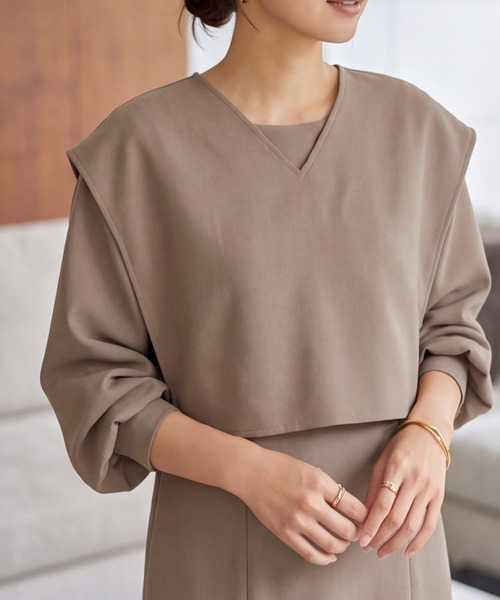 STYLE DELI(スタイルデリ)の「【LUXE】ベスト付きマーメイドラインワンピース(ワンピース・レディース・グレー/ライトブラウン・01/02)」の18枚目の写真