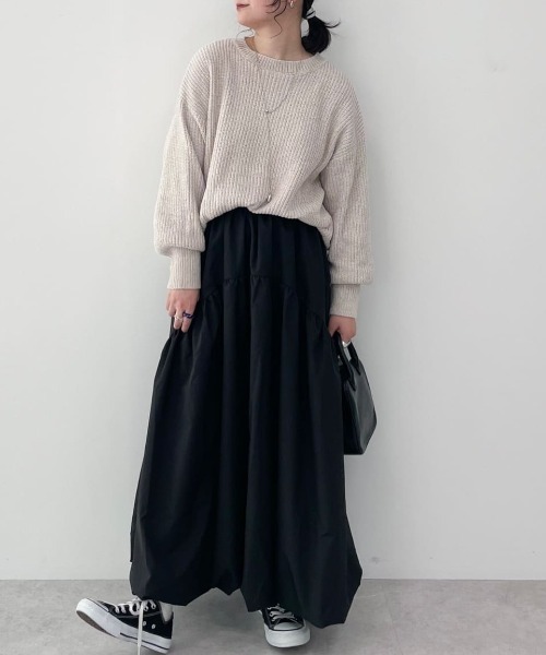 ELENCARE DUE(エレンカーレデュエ)の「・ELENCARE DUE ティアードバルーンスカート(スカート・レディース・ブラック/アイボリー/サックスブルー/チャコールグレー・FREE)」の6枚目の写真