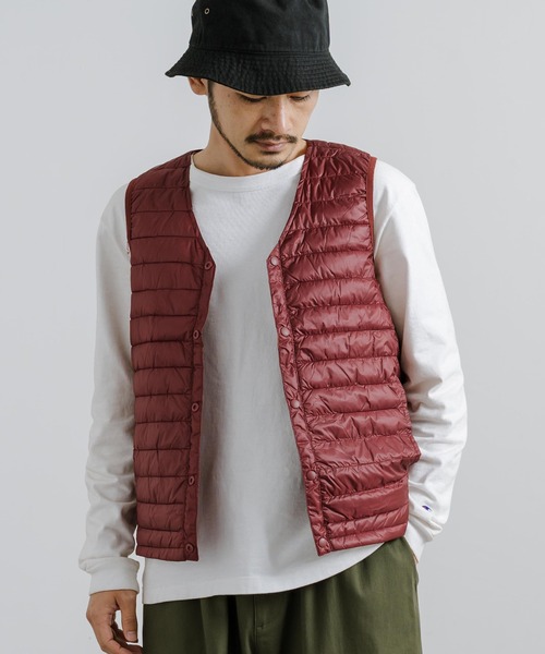 Rocky Monroe(ロッキーモンロー)の「ライトダウンVネックインナーベスト(ダウンベスト・メンズ・カーキ/ブラウン/ネイビー/グレー/ブラック/ボルドー・L/M/LL)」の6枚目の写真